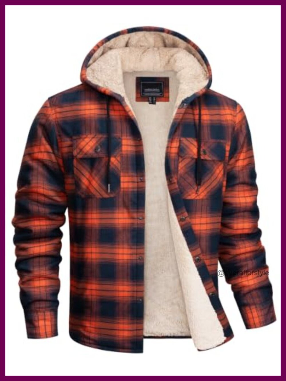 MAGNIVIT Men's Plaid Flannel Fleece Button Hoodie Jacket Sherpa Lined